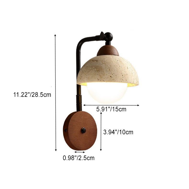 Dome Shade Iron Solid Wood Frame 1-Light Wall Sconce Lamp