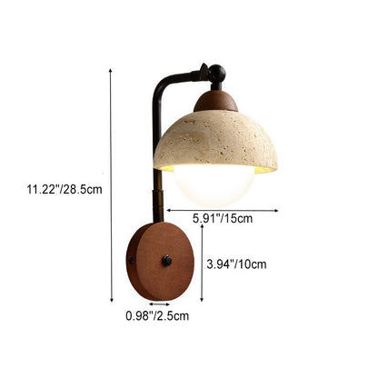 Dome Shade Iron Solid Wood Frame 1-Light Wall Sconce Lamp