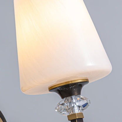 Curved Copper Crystal Glass Shade 1-Light Wall Sconce Lamp
