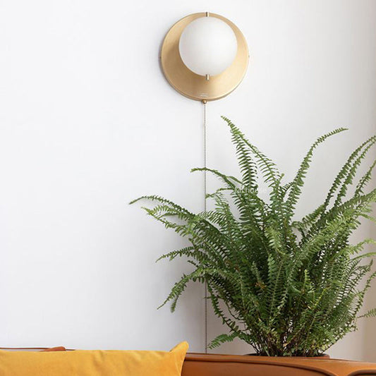 Nordic Round Orb Iron Glass 1-Light Wall Sconce Lamp