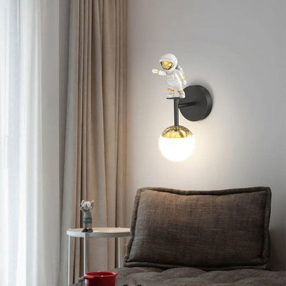 Orb Astronaut Iron Resin Acrylic LED Wall Sconce Lamp