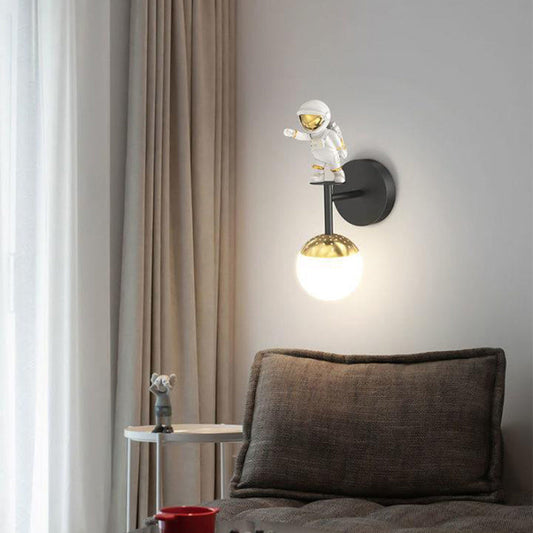 Orb Astronaut Iron Resin Acrylic LED Wall Sconce Lamp