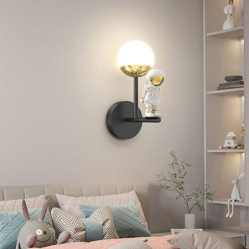 Orb Astronaut Iron Resin Acrylic LED Wall Sconce Lamp