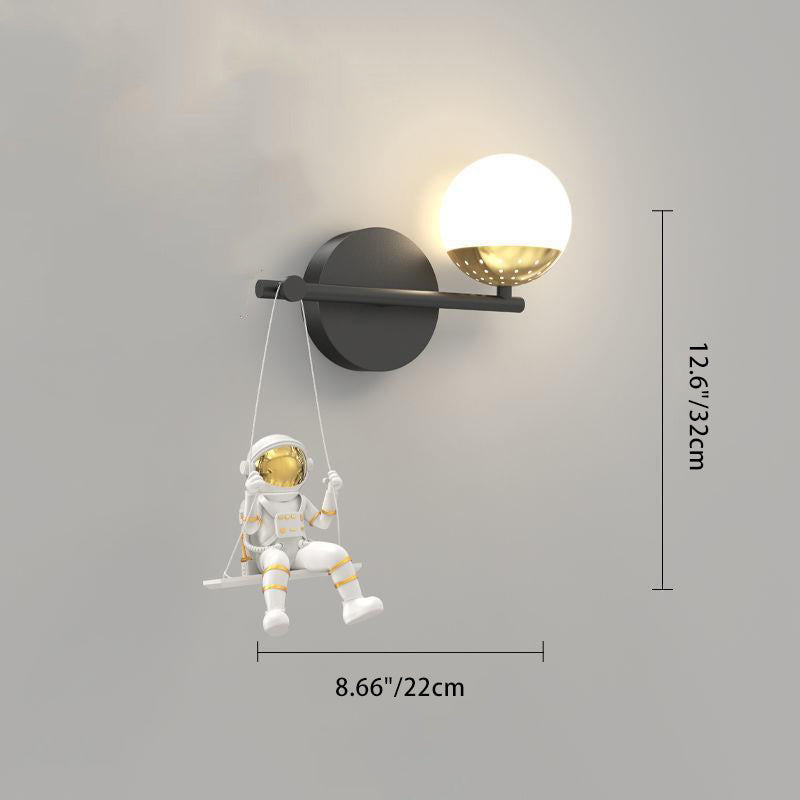 Orb Astronaut Iron Resin Acrylic LED Wall Sconce Lamp