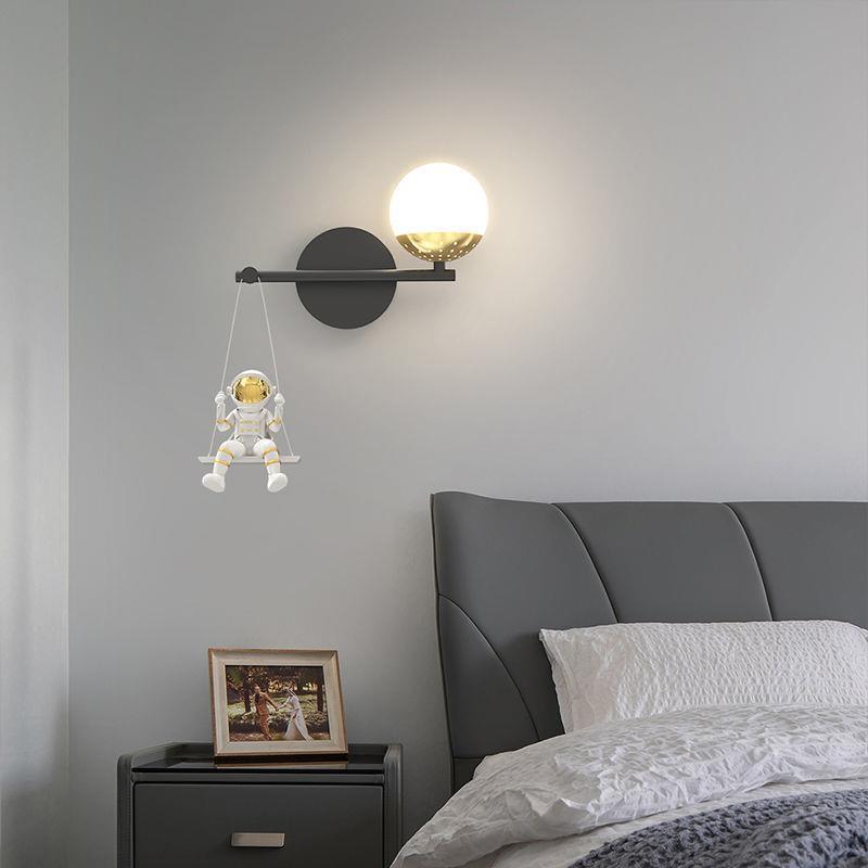 Orb Astronaut Iron Resin Acrylic LED Wall Sconce Lamp
