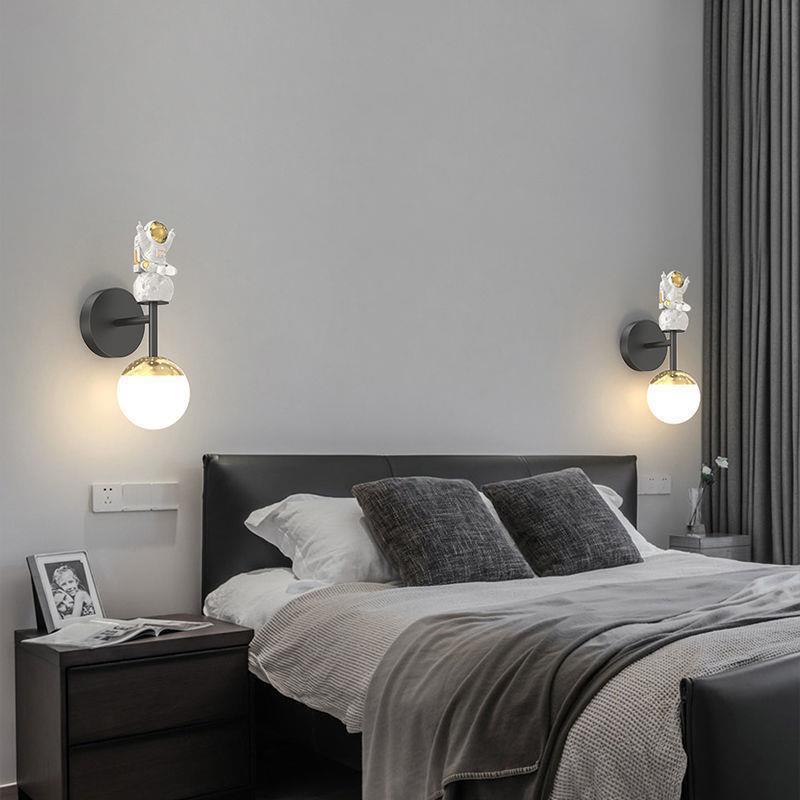 Orb Astronaut Iron Resin Acrylic LED Wall Sconce Lamp
