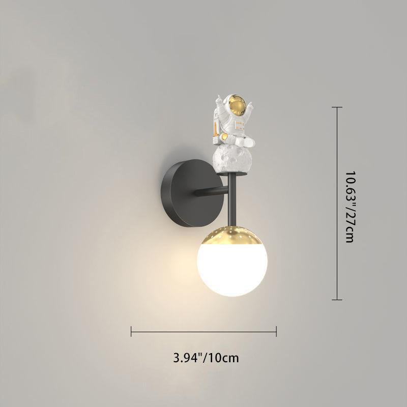 Orb Astronaut Iron Resin Acrylic LED Wall Sconce Lamp