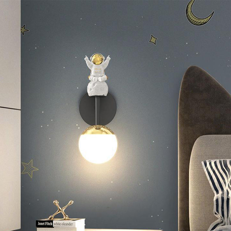 Orb Astronaut Iron Resin Acrylic LED Wall Sconce Lamp