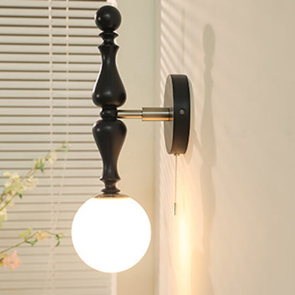 Cylinder Wood Aluminum Frame Glass 1-Light Wall Sconce Lamp