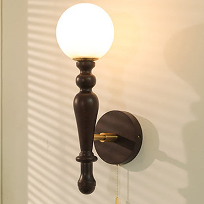 Cylinder Wood Aluminum Frame Glass 1-Light Wall Sconce Lamp