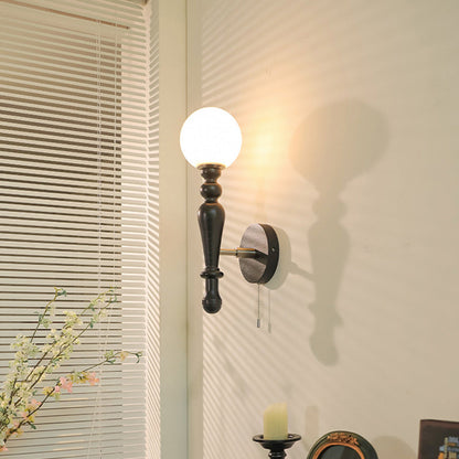 Cylinder Wood Aluminum Frame Glass 1-Light Wall Sconce Lamp
