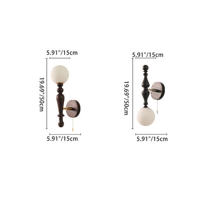 Cylinder Wood Aluminum Frame Glass 1-Light Wall Sconce Lamp