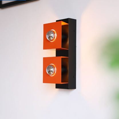 Retro Square Rectangle Iron Shade 2-Light Wall Sconce Lamp
