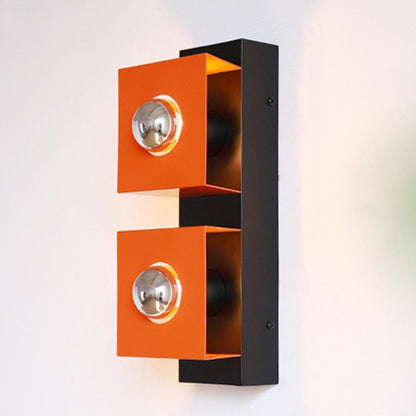 Retro Square Rectangle Iron Shade 2-Light Wall Sconce Lamp