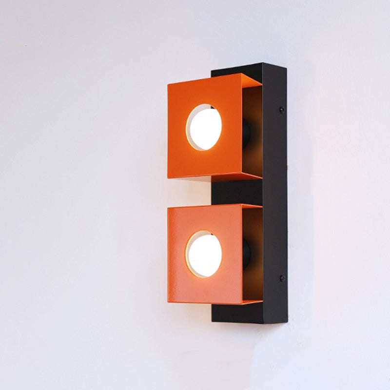 Retro Square Rectangle Iron Shade 2-Light Wall Sconce Lamp