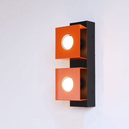 Retro Square Rectangle Iron Shade 2-Light Wall Sconce Lamp