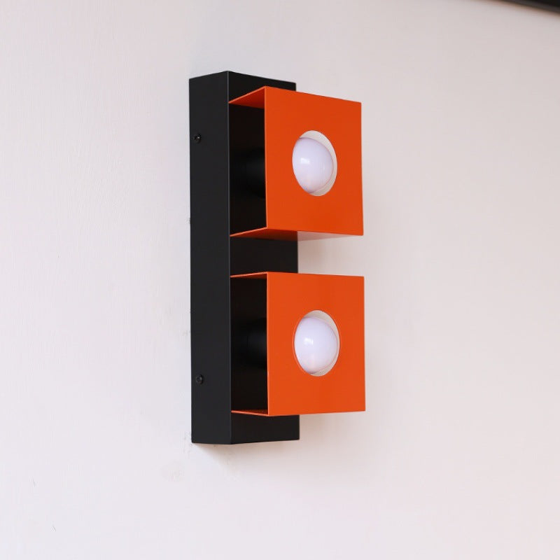 Retro Square Rectangle Iron Shade 2-Light Wall Sconce Lamp