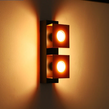 Retro Square Rectangle Iron Shade 2-Light Wall Sconce Lamp