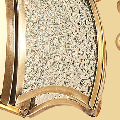 Curved Brass Frame Glass Shade 1/2 Light Wall Sconce Lamp