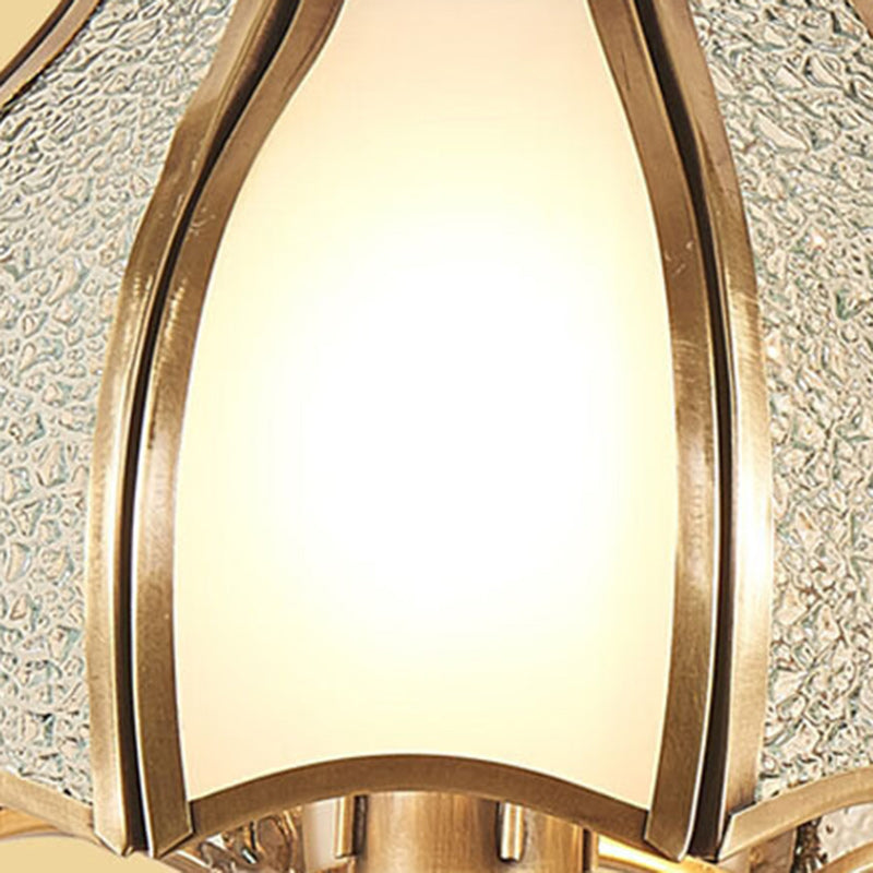 Curved Brass Frame Glass Shade 1/2 Light Wall Sconce Lamp