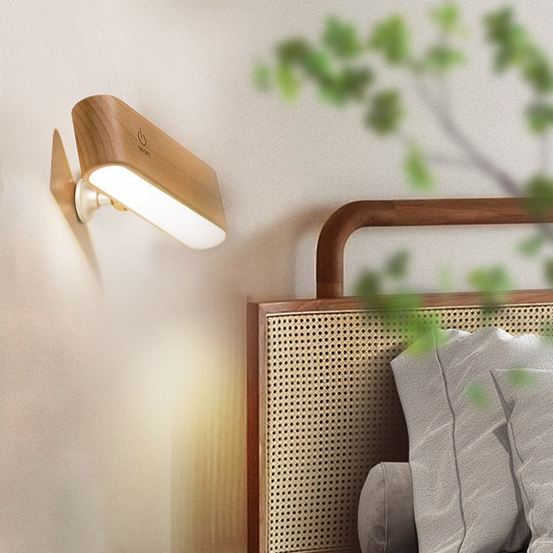 Minimalist Magnetic Rectangular Wood LED Wall Sconce Lamp