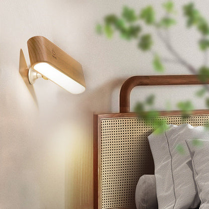 Minimalist Magnetic Rectangular Wood LED Wall Sconce Lamp