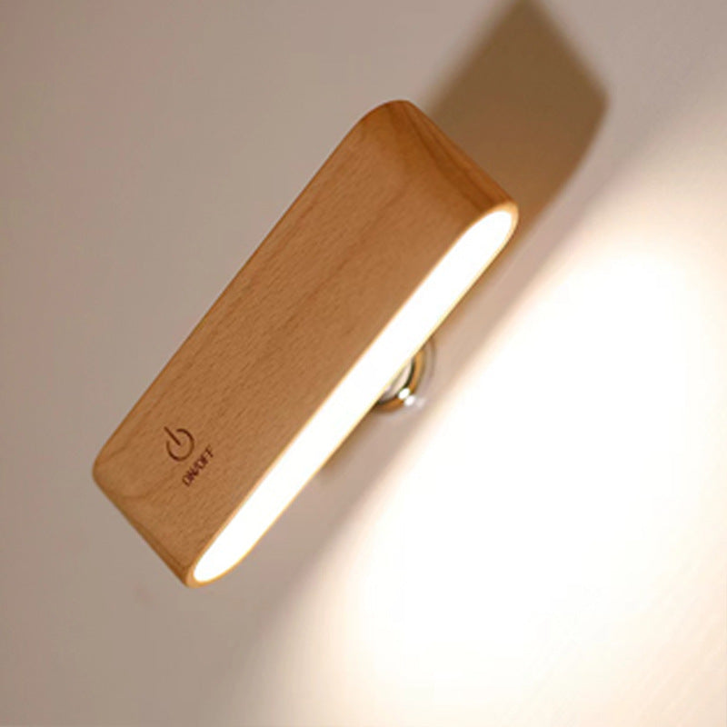 Minimalist Magnetic Rectangular Wood LED Wall Sconce Lamp