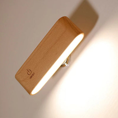 Minimalist Magnetic Rectangular Wood LED Wall Sconce Lamp