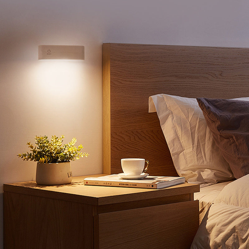 Minimalist Magnetic Rectangular Wood LED Wall Sconce Lamp