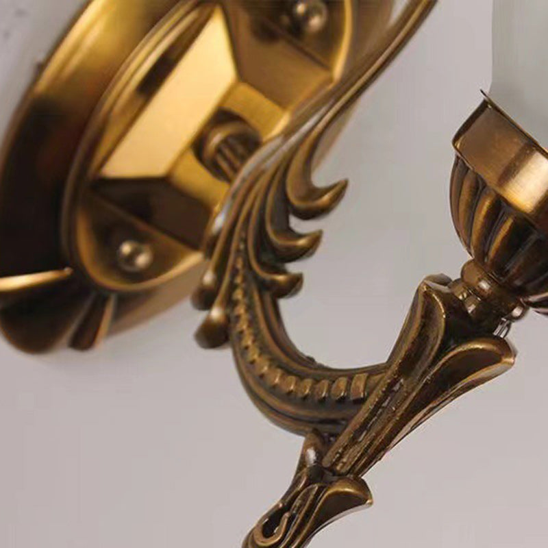 Carved Flower Hardware Glass 1-Light Wall Sconce Lamp