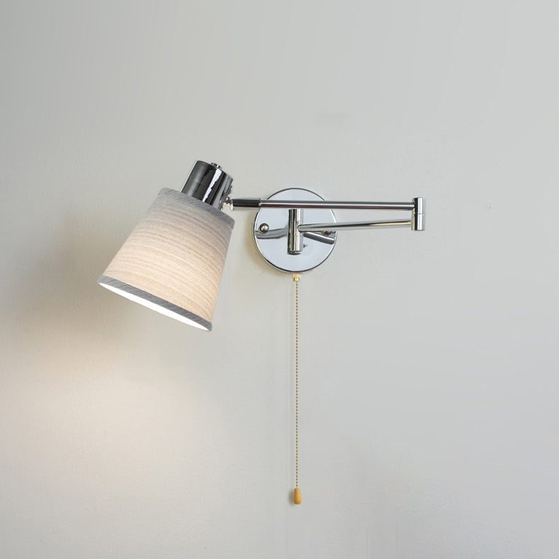 Swing Round Cylinder Iron Fabric 1-Light Wall Sconce Lamp