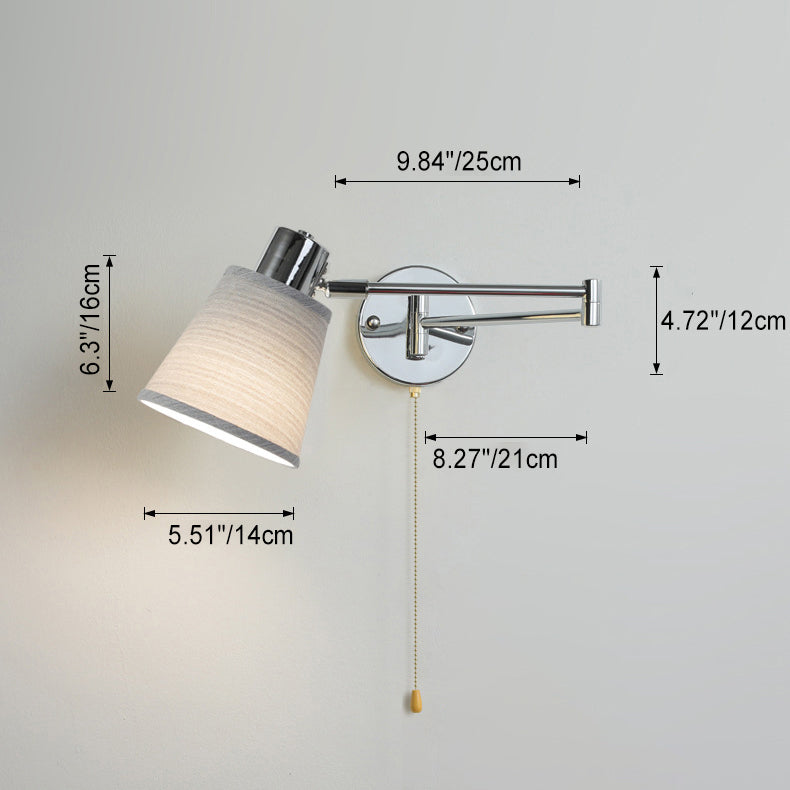 Swing Round Cylinder Iron Fabric 1-Light Wall Sconce Lamp