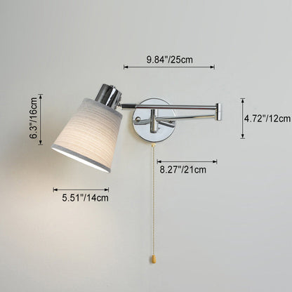 Swing Round Cylinder Iron Fabric 1-Light Wall Sconce Lamp
