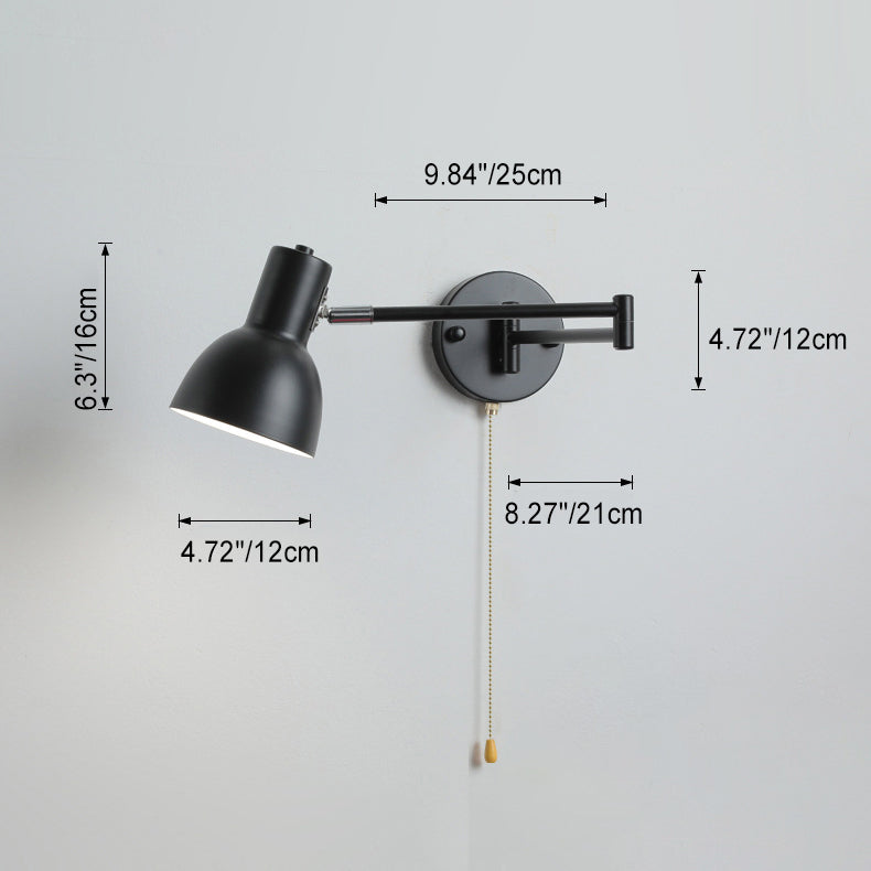 Swing Round Cylinder Iron Fabric 1-Light Wall Sconce Lamp