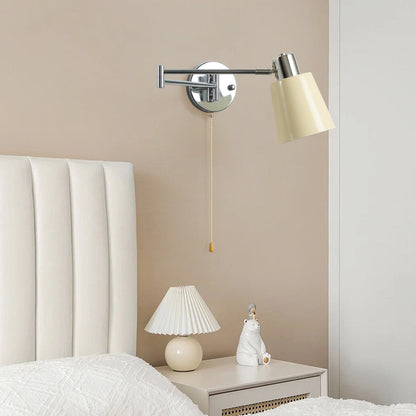 Swing Round Cylinder Iron Fabric 1-Light Wall Sconce Lamp