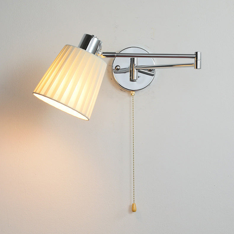Swing Round Cylinder Iron Fabric 1-Light Wall Sconce Lamp
