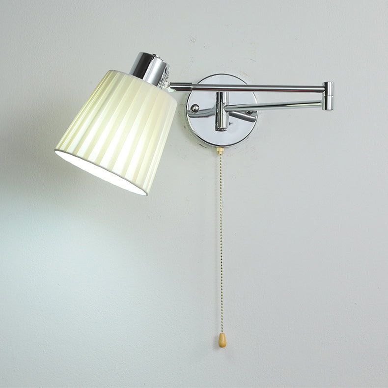 Swing Round Cylinder Iron Fabric 1-Light Wall Sconce Lamp