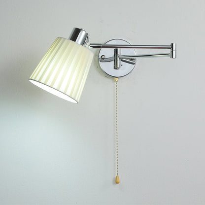 Swing Round Cylinder Iron Fabric 1-Light Wall Sconce Lamp