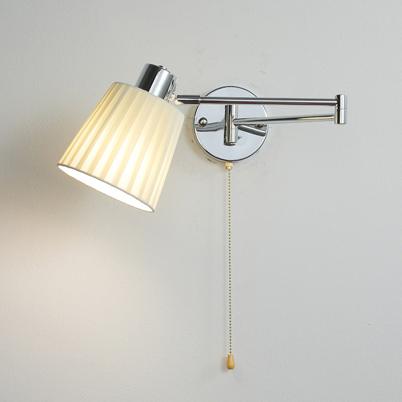 Swing Round Cylinder Iron Fabric 1-Light Wall Sconce Lamp