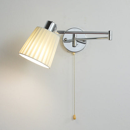 Swing Round Cylinder Iron Fabric 1-Light Wall Sconce Lamp