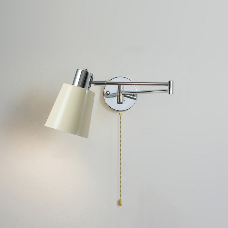 Swing Round Cylinder Iron Fabric 1-Light Wall Sconce Lamp