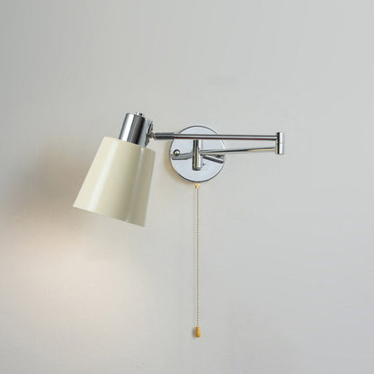 Swing Round Cylinder Iron Fabric 1-Light Wall Sconce Lamp