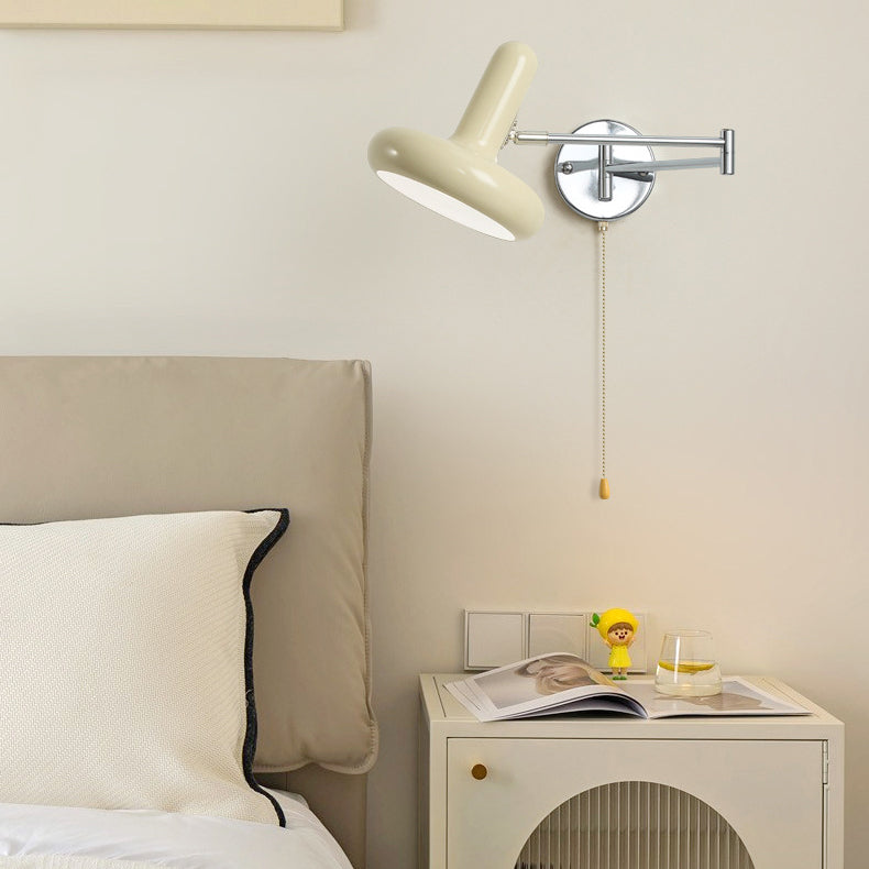 Swing Round Cylinder Iron Fabric 1-Light Wall Sconce Lamp