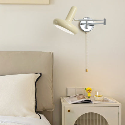 Swing Round Cylinder Iron Fabric 1-Light Wall Sconce Lamp
