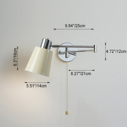 Swing Round Cylinder Iron Fabric 1-Light Wall Sconce Lamp
