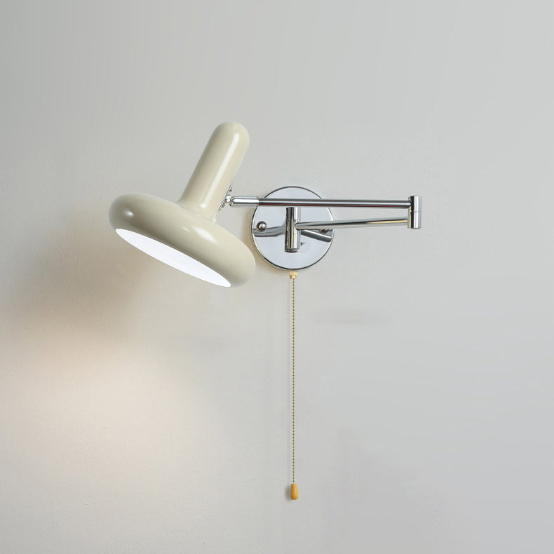 Swing Round Cylinder Iron Fabric 1-Light Wall Sconce Lamp