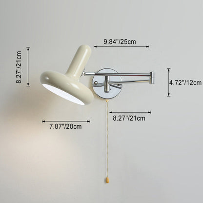 Swing Round Cylinder Iron Fabric 1-Light Wall Sconce Lamp