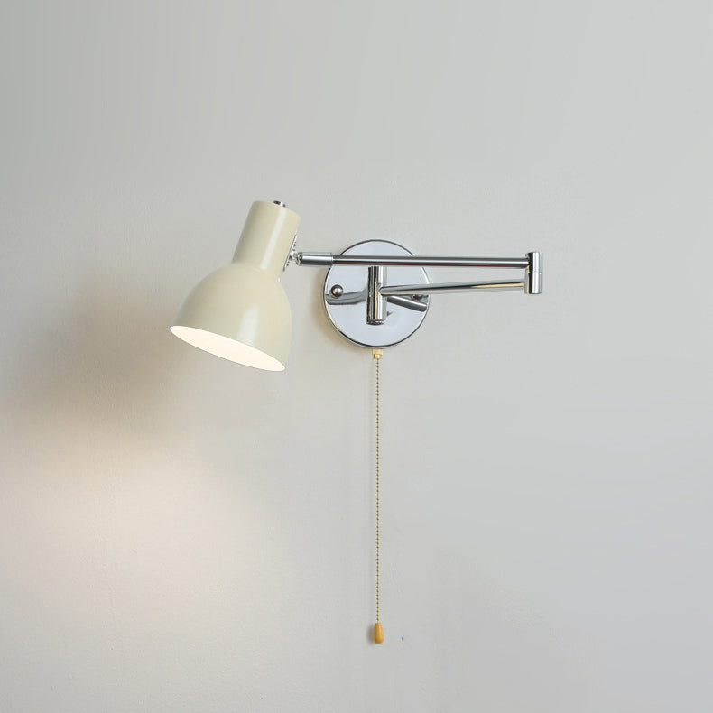 Swing Round Cylinder Iron Fabric 1-Light Wall Sconce Lamp