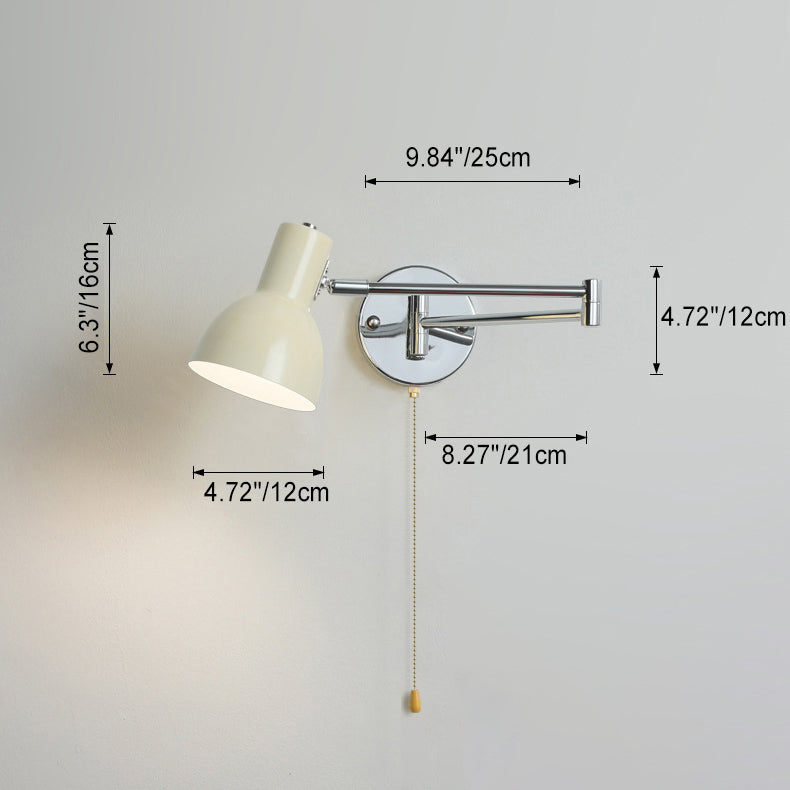 Swing Round Cylinder Iron Fabric 1-Light Wall Sconce Lamp