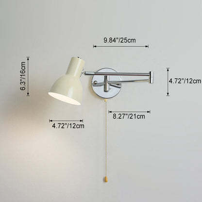 Swing Round Cylinder Iron Fabric 1-Light Wall Sconce Lamp